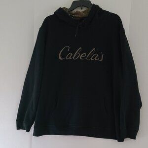 CABELA'S 3XL REG-3TG REG-BLACK LOGO FONT-CAMO HOOD LINING- RUGGED OUTDOOR STYLE